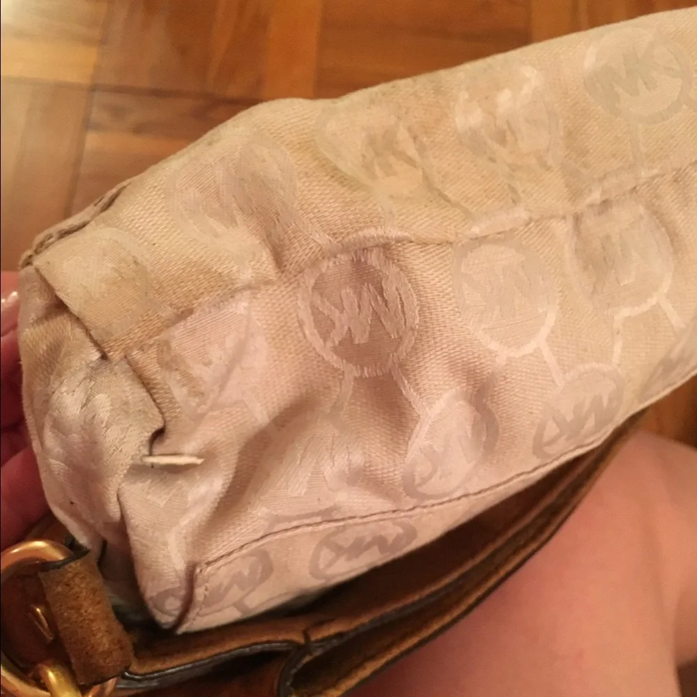 Michael Kors Distressed Light Brown Suede Leather Crossbody Bag
